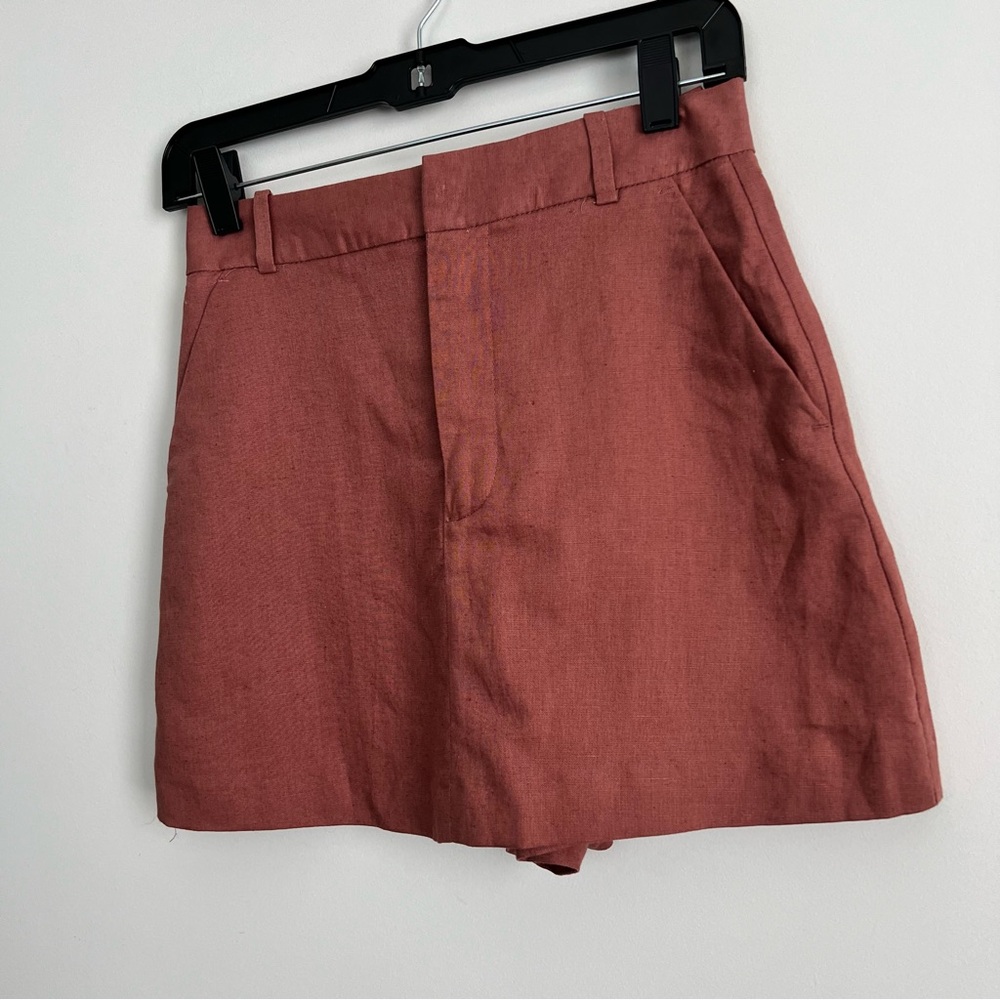 Zara High Rise Linen Blend Skort NWT - Picture 4 of 12